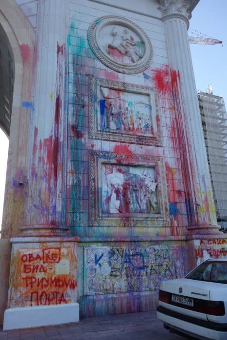 skopje protest, COLOURFUL REvolution, colorful, protesting, things to see in skopje, alternative things, weird buildings in skopje, macedonia, former yugoslavian replublic of macedonia. FYROM, paint bomb, crazy, flares, politics, government, skopje 2014, quirky, off the beaten path, off the beaten track, 