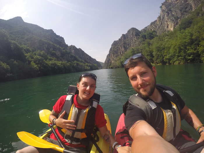 Balkan backpacking, backpacking the Balkans, Balkans trip, Balkan backpackers, off the beaten track Europe, Matka canyon, Matka kayaking, Kayak Matka, Matka canyon tour, Macedonia, Matka Skopje, Matka canyon boat trip, Kayak Matka, Matka canyon cave, Matka canyon tour, Visit Skopje, Matka Gorge, Skopje to Matka Canyon, Kayaking for 3hrs down the amazing Matka Canyon to discover the amazing hidden cave on the water! Macedonia, adventure, skopje, things to do in skopje, things to do outside of skopje, day trips, how to get to match canyon from skopje, hike, climbing, climb, trails, monastery, Vrelo Cave, dam, kayak, ferry, travel, backpacking, travelling, traveling, europe, balkans, Eastern Europe, Things to do in Skopje, Things to do in Macedonia, off the beaten track Europe, off the beaten path Europe, alternative places to visit in Europe, adventure travel, kayaking Macedonia, Kayaking Balkans, Kayaking Eastern Europe, cheap destinations in Europe.