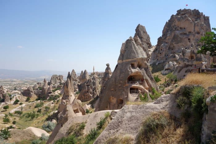 A guide to Cappadocia: The magical, dream like, out of this world landscape that we flew above, history, asia, Europe, things to do, top things to see, what to do, where to go, turkey, turkiye, adventure, explore, romance of travel, bucket list, Fethiye, Goreme, Nevsehir, how to get to cappadocia, bus, flight, plane, Kayseri, Byzantine, Uchisar, Balloon Ride, fairy chimneys, Rose Valley, Cavusin villages, Pigeon Valley, Mount Erciyes, Uchisar castle, Derinkuyu, underground city, Ihlara Valley, desert, Melendiz river, Ağaçaltı cave church, Selime Monastery, things to do in Cappadocia, where to go in cappadocia, 