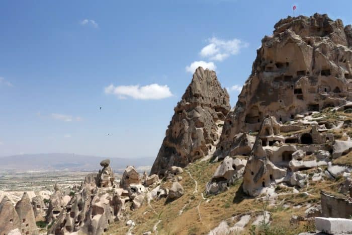 A guide to Cappadocia: The magical, dream like, out of this world landscape that we flew above, history, asia, Europe, things to do, top things to see, what to do, where to go, turkey, turkiye, adventure, explore, romance of travel, bucket list, Fethiye, Goreme, Nevsehir, how to get to cappadocia, bus, flight, plane, Kayseri, Byzantine, Uchisar, Balloon Ride, fairy chimneys, Rose Valley, Cavusin villages, Pigeon Valley, Mount Erciyes, Uchisar castle, Derinkuyu, underground city, Ihlara Valley, desert, Melendiz river, Ağaçaltı cave church, Selime Monastery, things to do in Cappadocia, where to go in cappadocia, 