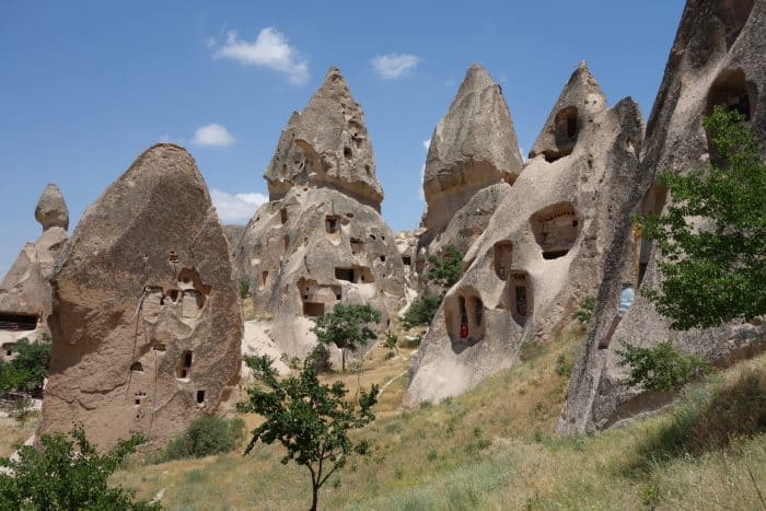 A guide to Cappadocia: The magical, dream like, out of this world landscape that we flew above, history, asia, Europe, things to do, top things to see, what to do, where to go, turkey, turkiye, adventure, explore, romance of travel, bucket list, Fethiye, Goreme, Nevsehir, how to get to cappadocia, bus, flight, plane, Kayseri, Byzantine, Uchisar, Balloon Ride, fairy chimneys, Rose Valley, Cavusin villages, Pigeon Valley, Mount Erciyes, Uchisar castle, Derinkuyu, underground city, Ihlara Valley, desert, Melendiz river, Ağaçaltı cave church, Selime Monastery, things to do in Cappadocia, where to go in cappadocia, 