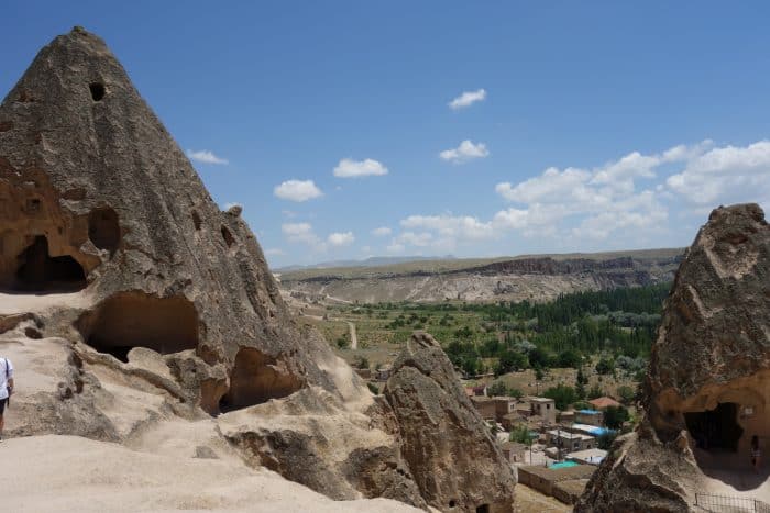 A guide to Cappadocia: The magical, dream like, out of this world landscape that we flew above, history, asia, Europe, things to do, top things to see, what to do, where to go, turkey, turkiye, adventure, explore, romance of travel, bucket list, Fethiye, Goreme, Nevsehir, how to get to cappadocia, bus, flight, plane, Kayseri, Byzantine, Uchisar, Balloon Ride, fairy chimneys, Rose Valley, Cavusin villages, Pigeon Valley, Mount Erciyes, Uchisar castle, Derinkuyu, underground city, Ihlara Valley, desert, Melendiz river, Ağaçaltı cave church, Selime Monastery, things to do in Cappadocia, where to go in cappadocia, 