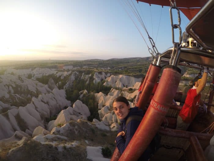 Hot air balloon cappadocia, Cappadocia, Capadoccia, Kappadocia, Kappadokiya, Turkey, Turkiye, hotair balloon, ballooning, Goreme, Voyager balloons, voyager cappadocia, bucket list, dream destination, sun rise, fairytale, fairy towers, GoPro, Rose Valley, price, 