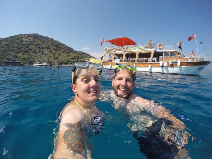 A day sailing in the Mediterranean, snorkeling with Turtles & Exploring the hidden beaches of Fethiye, Turkey, turkiye, holiday, vacation, fethiye, Oludeniz, Olu Deniz, Hisaronu, thomas cook, Salih, cherry tree boat, boat trips, tours, thompson, monarch, easy jet, Dalaman, swimming, under water swimming, 
