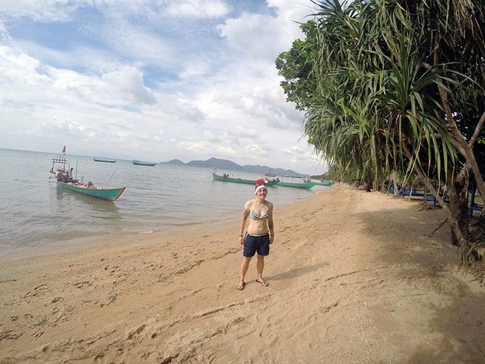 Christmas in Cambodia, Christmas on a beach, kampot, kep, rabbit island, Koh tonsay, Christmas in Asia, Christmas Cambodia,Koh Tonsay Cambodia, Spending Christmas on the beach: A day of adventure to find paradise on a Cambodian Island for a different type of celebration, Beach, abroad, Cambodia, Kep, Kampot, Siem Reap, Angkor Wat, Adventure, Beach, sea, swim, island, Koh, rabbit island, Koh Tonsay, bungalow, bungalow on the beach, drinking from a coconut, Santa, hot Christmas, Christmas in Southeast Asia, 