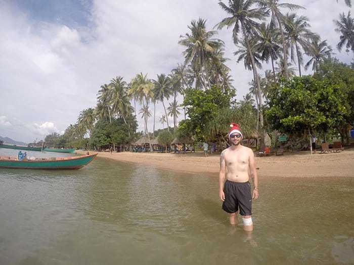 Christmas in Cambodia, Christmas on a beach, kampot, kep, rabbit island, Koh tonsay, Christmas in Asia, Christmas Cambodia,Koh Tonsay Cambodia, Spending Christmas on the beach: A day of adventure to find paradise on a Cambodian Island for a different type of celebration, Beach, abroad, Cambodia, Kep, Kampot, Siem Reap, Angkor Wat, Adventure, Beach, sea, swim, island, Koh, rabbit island, Koh Tonsay, bungalow, bungalow on the beach, drinking from a coconut, Santa, hot Christmas, Christmas in Southeast Asia, 