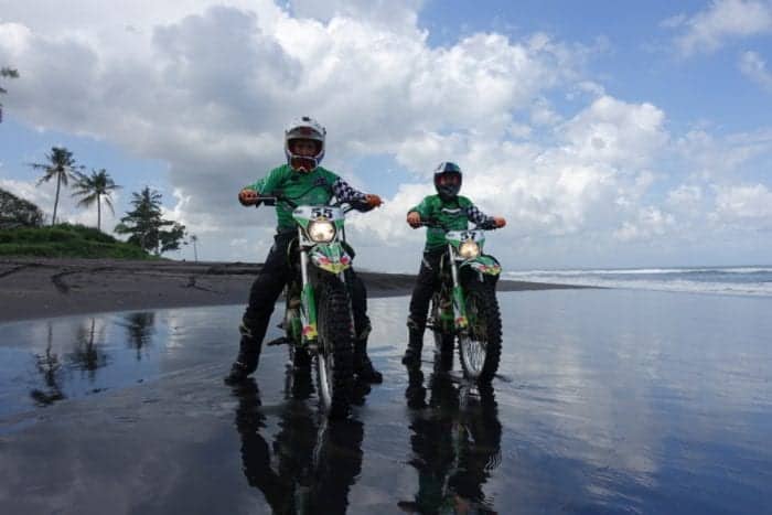 Dirt biking along the black sand beaches of Bali, a different way to spend the day at the beach, Dirt bike Bali, bali dirt bike tours, bali dirt bike adventures, Indonesia, Cost, Enduro Bike tour, Crosser, Off road bike, Kawasaki, 