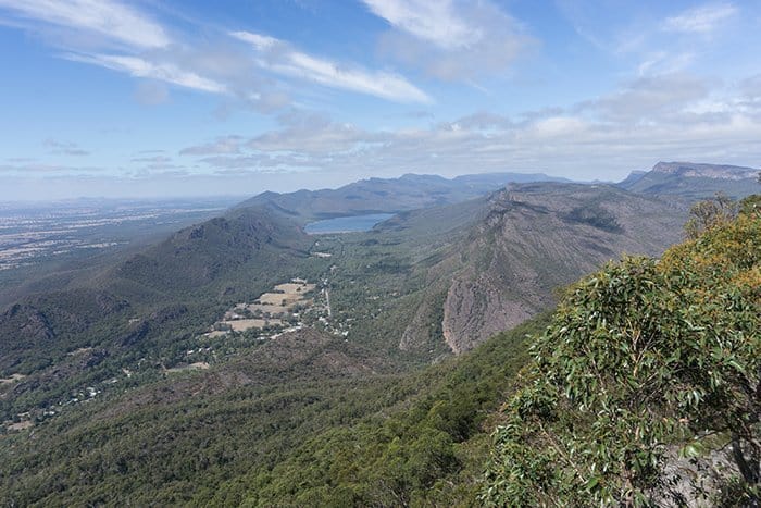 Looking out over the vast mountainous landscape of the Grampians National Park from one of the lookouts near Melbourne, Australia