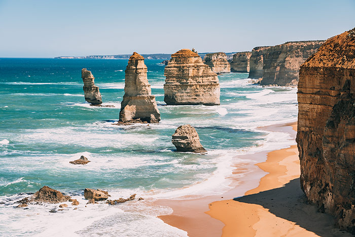 Looking out at the 12 apostles on Great Ocean Road near Melbourne, Australia