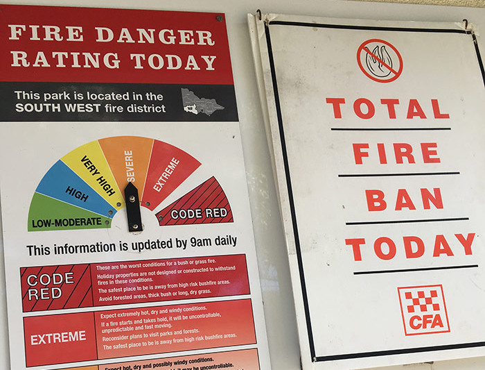 A fire safety sign in Australia 