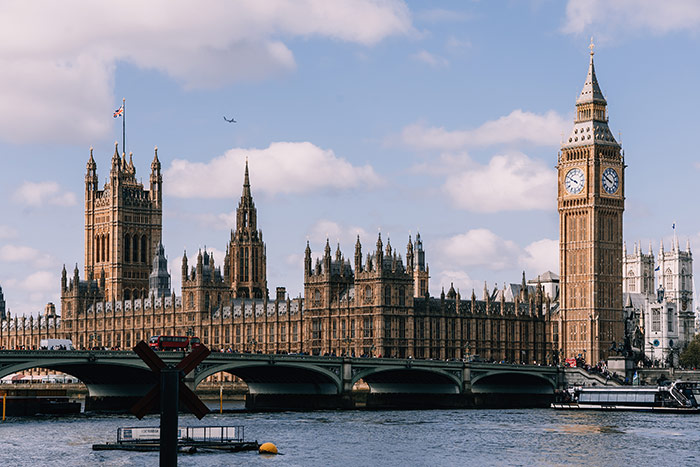the houses of parliament from Westminster bridge in London, UK. travel tips for london, UK